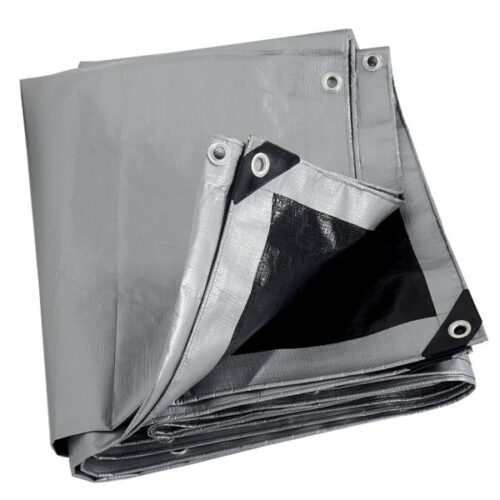 SupergradeSilverAnd BlackTarpaulins 300gsmHeavyDutyAllWeatherProtectionTarpaulin